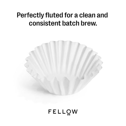 Fellow Aiden Precision Coffee Maker Paper Filters – 50 Count Flat Bottom Basket Filters for 8-12 Cup Drip Coffee Makers, Disposable, No Sludge Clean Brew, White