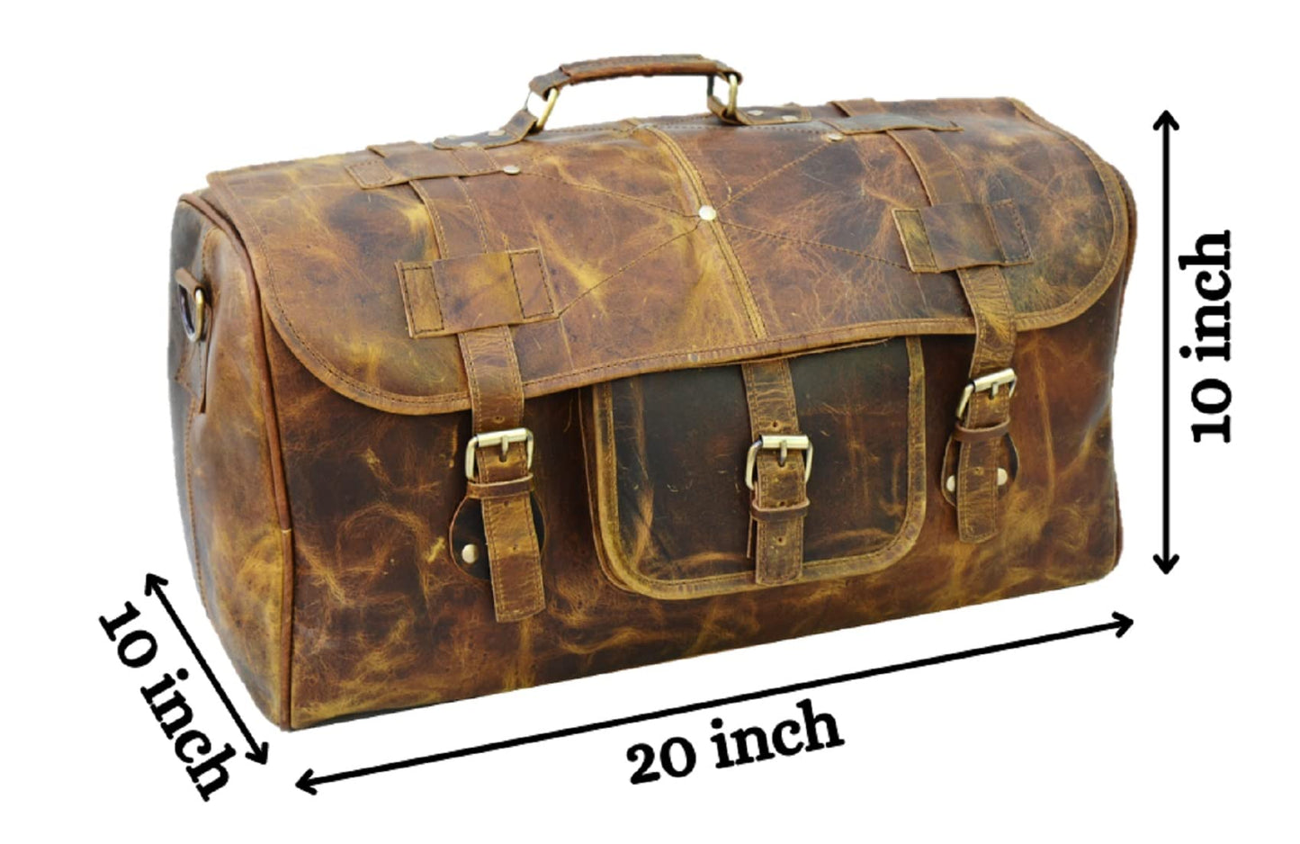 Urban Dezire Leather Duffel Travel Gym Overnight Weekend Leather Bag Sports Cabin
