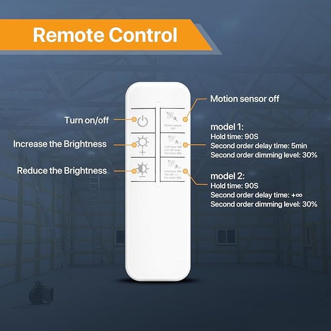 Smart Shop Lights 150W - Micware Motion Sensor 18000LM UFO LED High Bay Light with Multi-Function Remote, 10%-100% Dimmable IP65 Waterproof 5000k Garage Shop Lighting (New Remote)