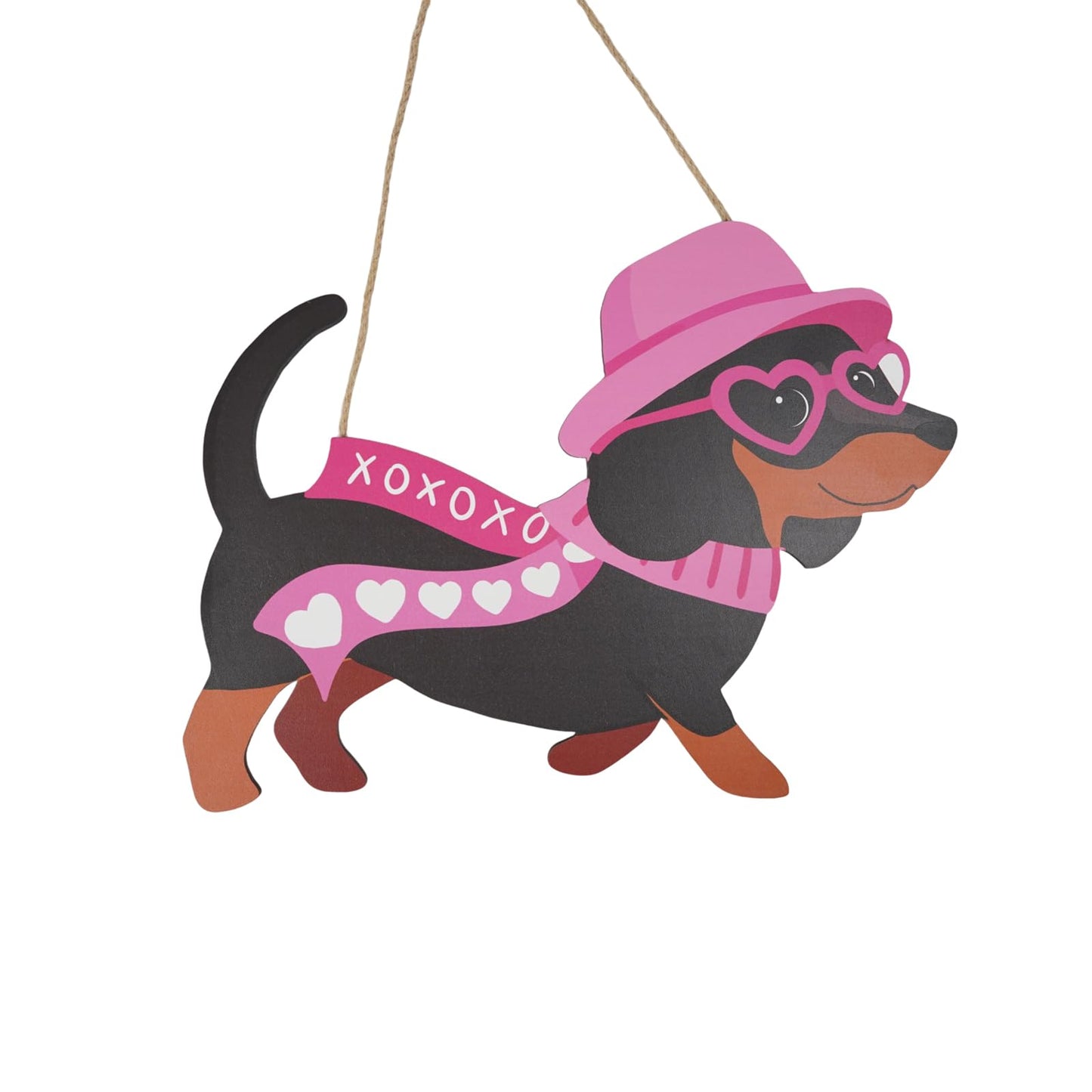 Dachshund Valentines Day Door Sign - Dog Heart Love Welcome Wall Signs Door Wreath Sign Hanging for Home Wall Party Outdoor Indoor Supply Decor Gifts 14.5×10.6 Inch