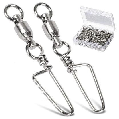 AMYSPORTS High Strength Ball Bearing Swivels - Stainless Saltwater Corrosion Resistance Barrel Swivel for Freshwater Fishing - 50pcs 180lbs