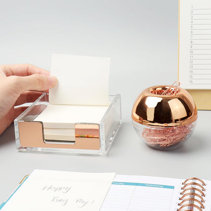 Rose Gold Paper Clip Holder Magnetic Paper Clips Dispenser with 100pcs Paperclips for Desk Office School Home Organizers Accessories Gift Idea (Rose Gold)