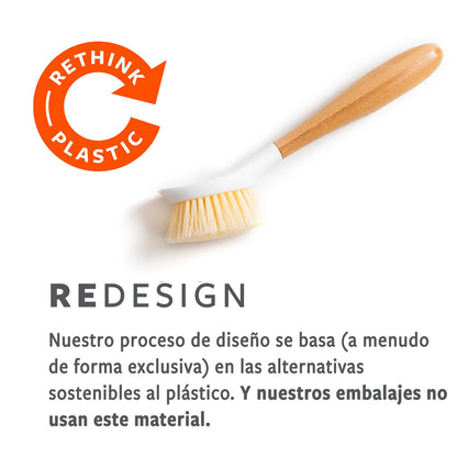 Full Circle Home Cast Iron Scrub Brush for Cookware, Dishes, Pots, Sinks - Sustainably Sourced with Bamboo Handle