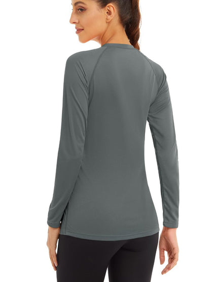 MAGCOMSEN Long Sleeve T Shirts for Women - Summer UV Protection Running & Workout Athletic Tees - Dark Grey