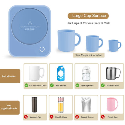 VOBAGA Mug Warmer Set, Coffee Warmer for Desk with 11oz Ceramic Mug, Auto Shut Off & 3-Temp Settings, Smart Coffee Cup Warmer, Home Office Essentials Coffee Set