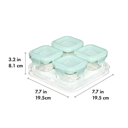 OXO Tot Glass Baby Blocks Food Storage Containers (4 oz) - Opal