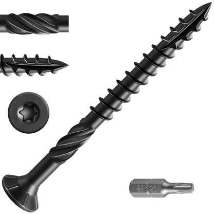 Wensilon #10 * 2-1/2" Black Deck Screws, (80pcs) 1 lbs.Exterior Wood Screws, Rust Resistant Epoxy Coated, Bronze, T20 Star Bit