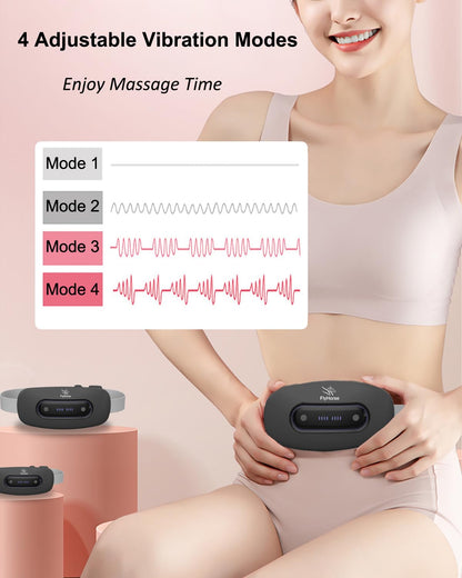 Electric Heating Pad, Portable Cordless Menstrual Heating Pad with 4 Heat Levels and 4 Massage Modes, Fast Large Heating Belly Wrap Belt for Cramps, Back Pain Relief Gifts for Women Girls Her(Black)
