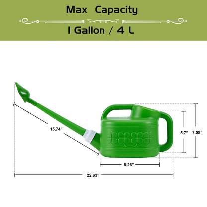 Plastic Watering Can for Indoor & Outdoor Plants 1 Gallon/4-Liter, Ebristar Watering Pot for Garden Flower with Long Spout and Removable 360 Degree Rotation Sprinkler Head, Green