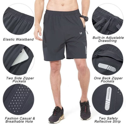 NORTHYARD Men's Athletic Running Shorts Gym Workout 7"/9"/5" Quick Dry Lightweight Sports Basketball Tennis 3 Zipper Pockets Darkgrey S