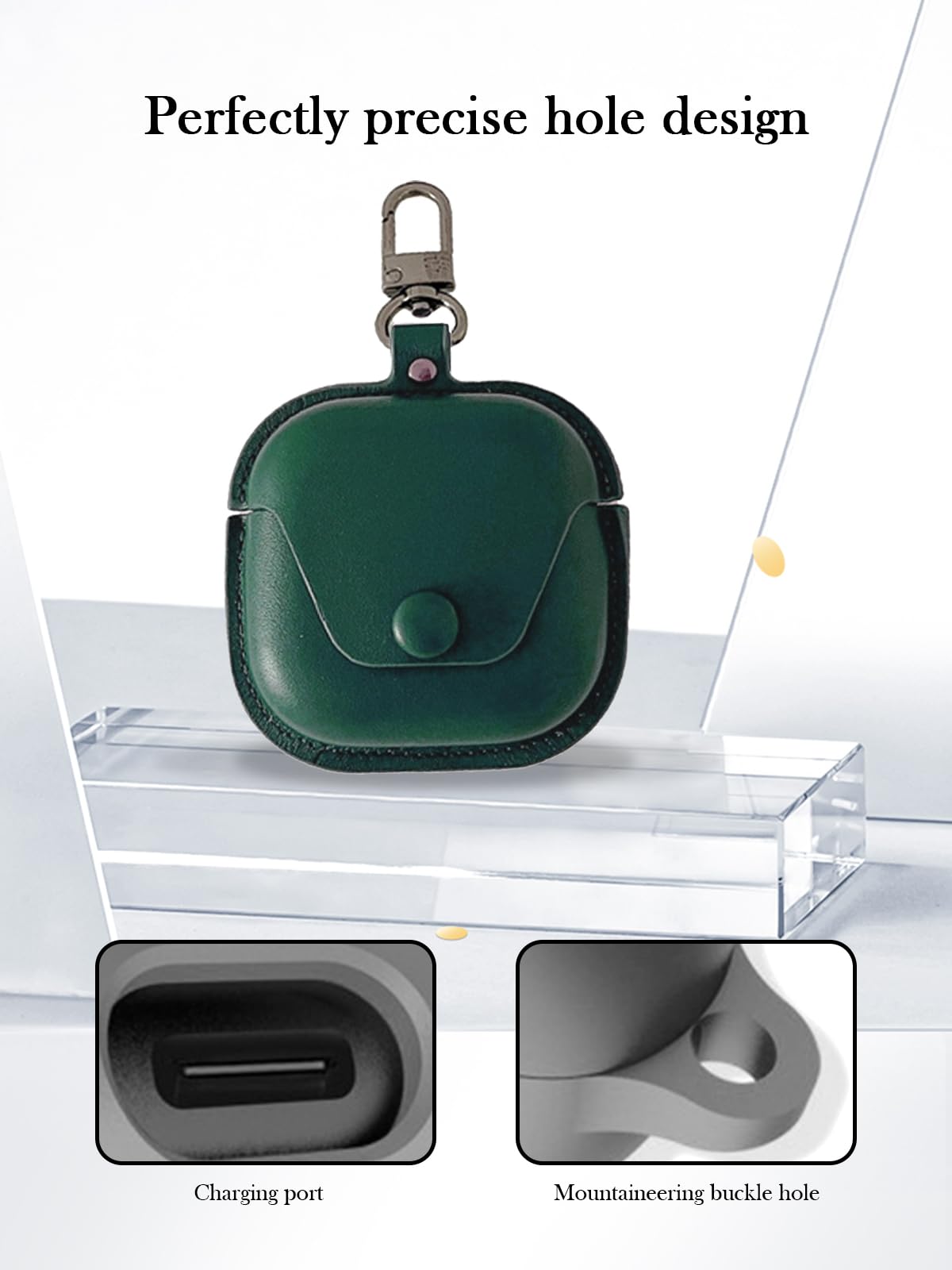 Case for SHOKZ OpenFit 2+ T921 Wireless Earbuds,Stylish Retro Soft Protective,BOVUGAC Premium PU Leather Case Cover with Cleaning Kit & Lanyard for OpenFit 2+ T921 Accessories-Green