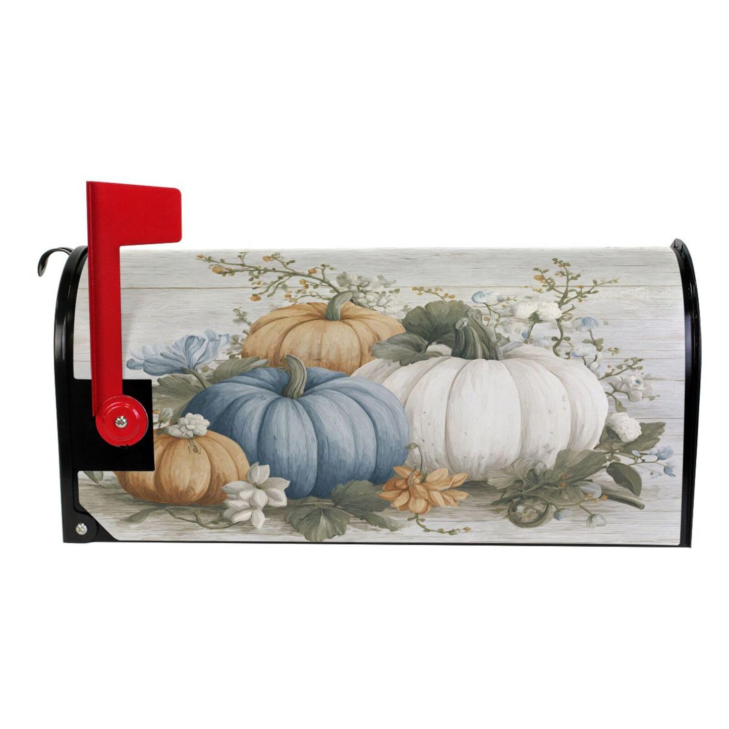 ALAZA Fall Blue Orange Grey Pumpkin2 Magnetic Mailbox Cover MailWraps Garden Yard Home Decor for Outside Standard Size-18"x 20.8"