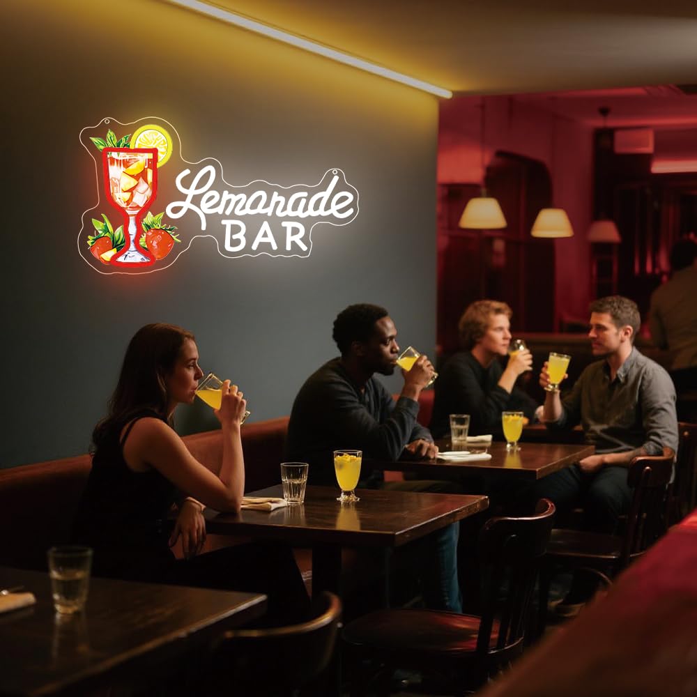 Lemonade Neon Sign,Lemonade Bar Led Neon Signs Wall Decor, Cocktail Bar Drinks Neon Signs for Business Art Wall,Restaurant,Shop,Pub, Night Club, Man Cave Decoration