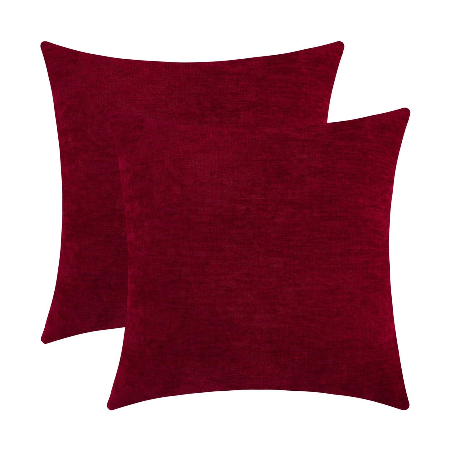 Qanatmz Santa Red Chenille Decorative Couch Throw Pillow Covers, Soft Cushion Cases for Home Livingroom Sofa Décor, Pack of 2, 18 x 18 Inches