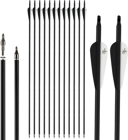 Carbon Arrow Practice Hunting Arrows - Spine 500 for Compound & Recurve Bow | 28-30 Inch (Pack of 12)