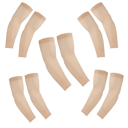 KUHNMARVIN Women Compression Arm Sleeves for men to Cover Arms Tattoo Cover-Up Volleyball Sleeve Softball Pickleball (5Pairs Nude)