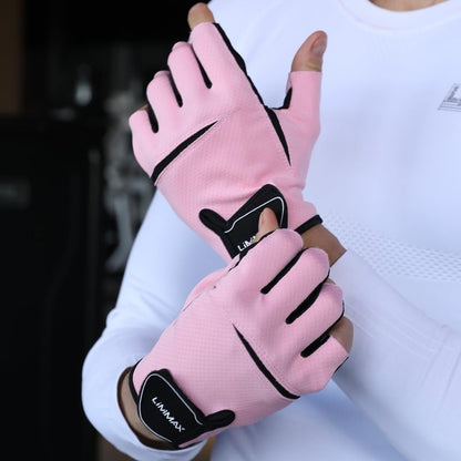 Workout Gloves for Women & Men - Breathable Half Finger Fitness Gloves with Non-Slip Padded Palm | Lightweight for Weight Lifting, Cycling, Crossfit, Training - Pink