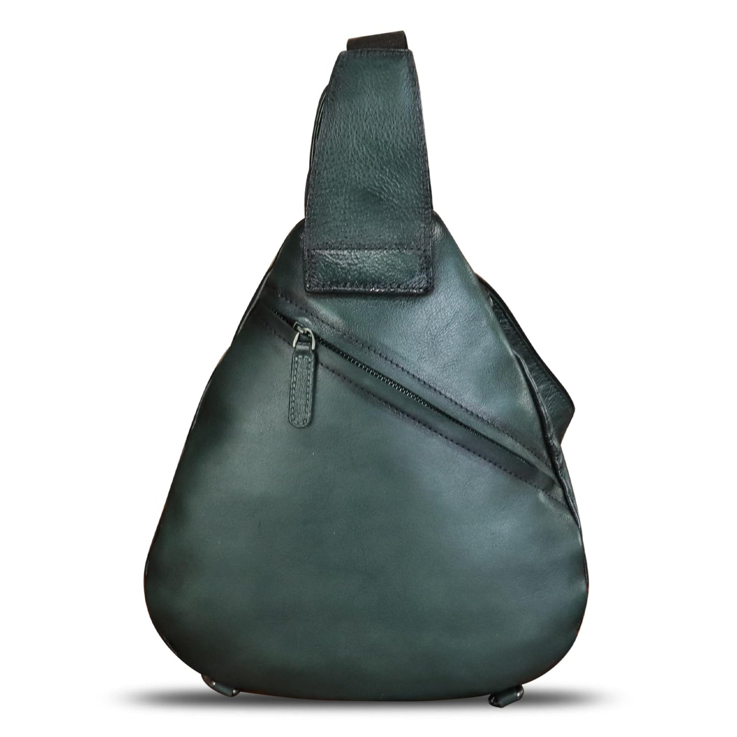 IVTG Genuine Leather Sling Bag for Men and Women Classical Real Leather Sling Backpack Purse Crossbody Bag for iPad Pro 11 inch (Darkgrey)