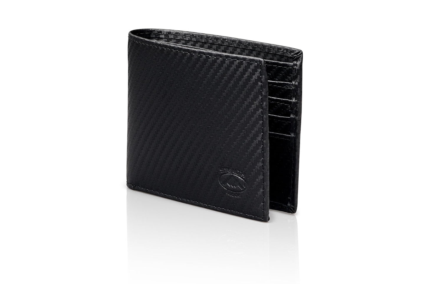Stealth Mode Leather Bifold Wallet For Men - RFID Wallet With 8 Card Slots and Divided Billfold (Carbon Fiber)