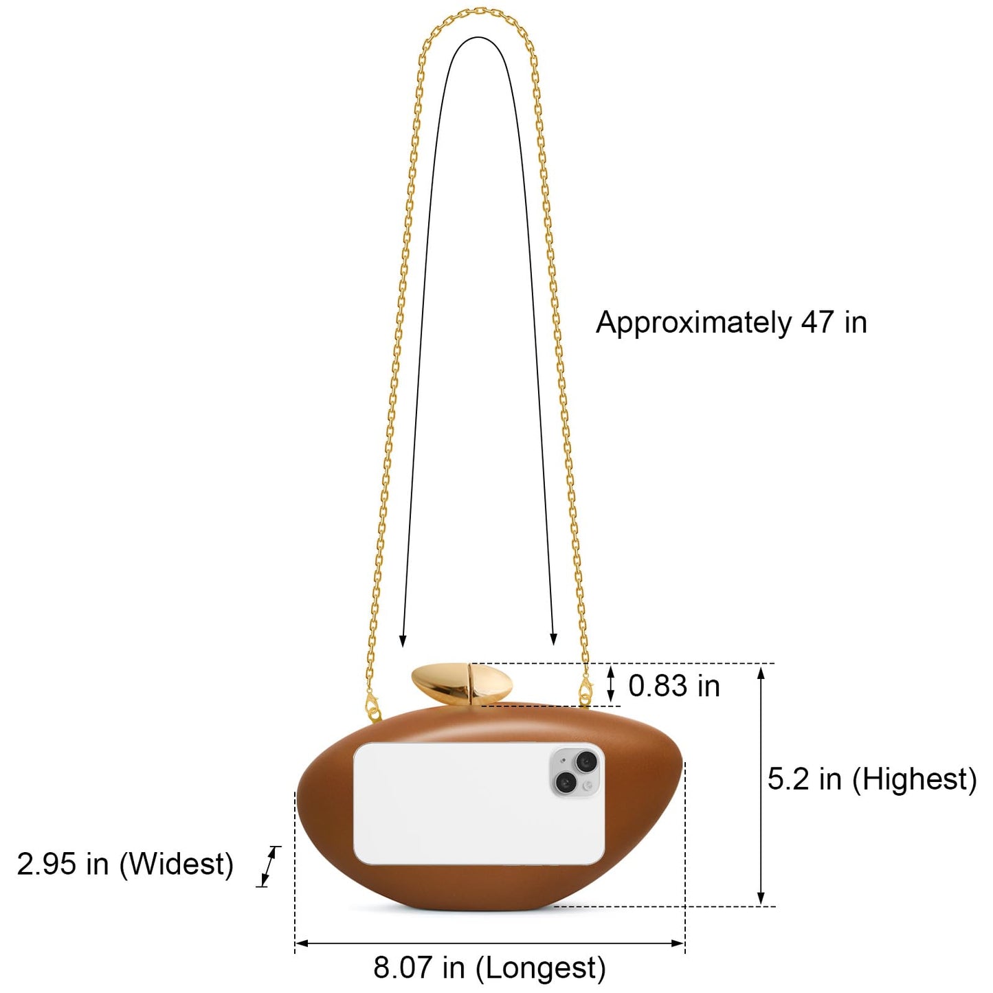 NEWROGENG Shell Clutch Purse for Women, Leather Evening Bag with Magnetic Closure, Elegant Wedding Party Clutch Handbags, Leather Caramel