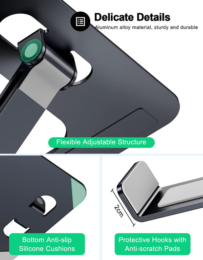 Foldable Laptop Stand, Height Adjustable Ergonomic Computer Stand for Desk, Aluminum Portable Laptop Riser Lecterns Holder Mount Compatible with MacBook Pro Air, HP, Dell 10-16"