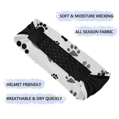 OTVEE Black Gray Dog Paw Print Headband for Women, Elastic Headwraps Hair Band Sweatband