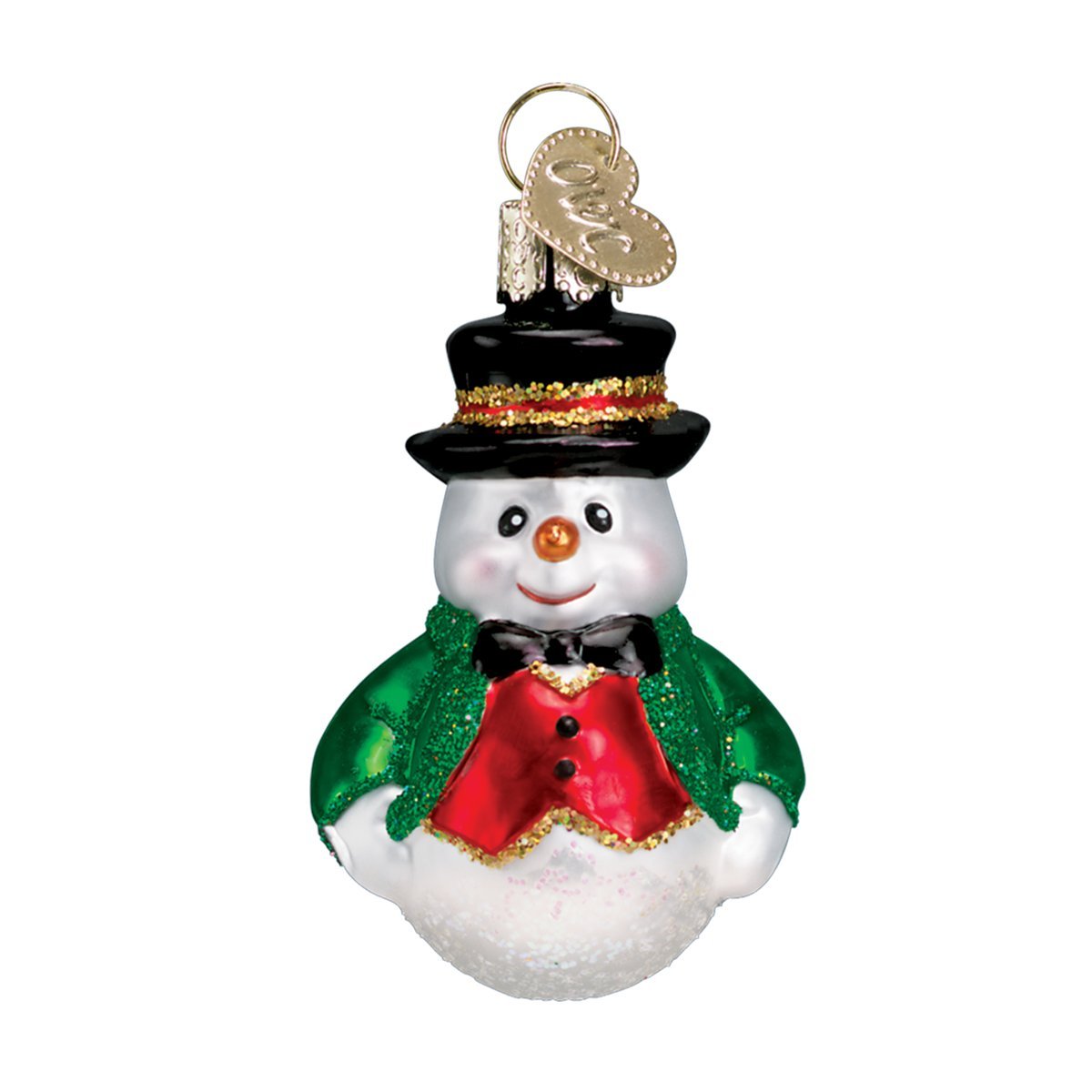 Old World Christmas Mini Snowman Set Glass Blown Ornament for Christmas Tree, Handcrafted Holiday Decoration, Set Collection