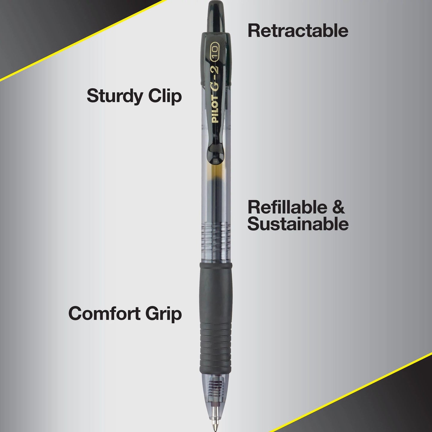 PILOT G2 Premium Refillable & Retractable Rolling Ball Gel Pens, Bold Point, Black Ink, 12-Pack (31256)