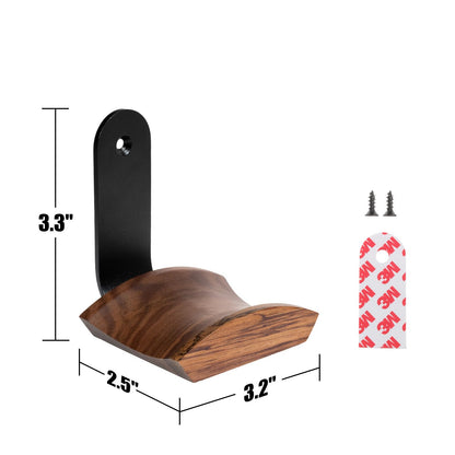 Mt.Jun Walnut Wood Headphone Wall Mount Holder, with VHB Adhesive Tape and Screw, Holds 10 lbs (Black & Walnut Wood)