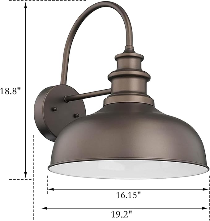 Bestshared 16 Inch Large Gooseneck Barn Light Farmhouse Wall Mount Light Fixture Exterior Sconce Lighting Outdoor Wall Lantern Light Vintage Farmhouse Barn Light(ORB+White, 16"-1pack)