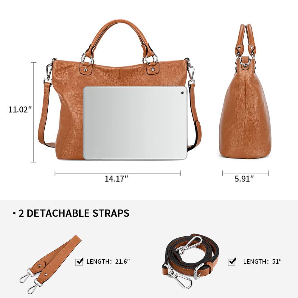 Kattee Women's Soft Leather Tote Bag, Top Satchel Purses and Handbags (Burnt Orange)