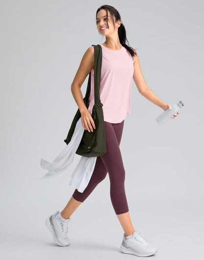 SANTINY Women's Sleeveless Workout Tops Breathable Lightweight Active Tennis Yoga Shirts Athletic Running Tank Tops for Women (Pink_M)