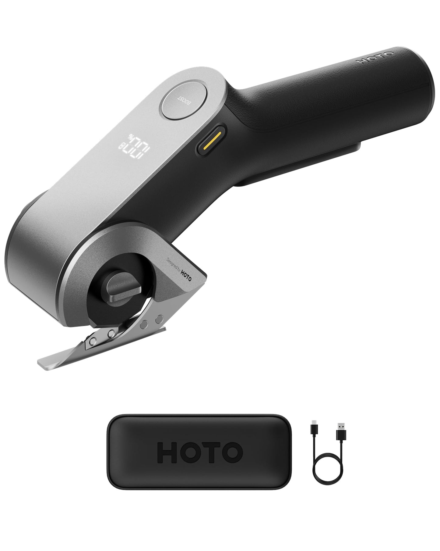 HOTO EdgeFlow Electric Cardboard Cutter, Dual-Mode Cordless Electric Scissors with Self-Sharpening Titanium Blade, LED Display & Tool-Free Blade Swap, for Cardboard, Fabric, Carpet, Leather DIY