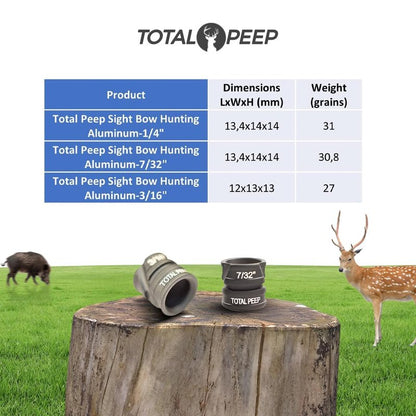 TOTAL PEEP Sight PRO for Bowhunting Aluminum (7/32"), Matt Black