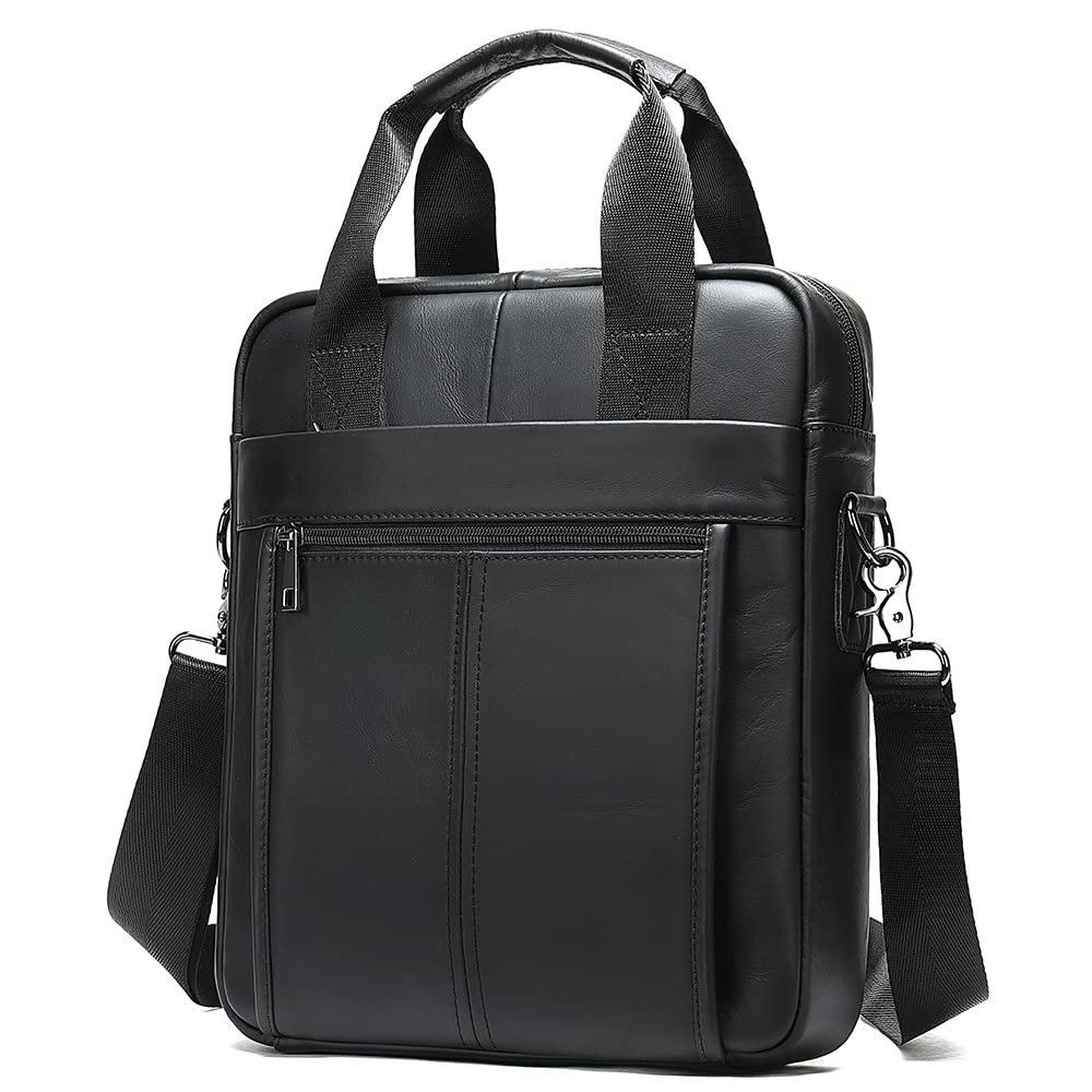 LUKZIJAES Genuine Leather Shoulder Messenger Bag for Men Adjustable Shoulders Sling Crossbody Bags for Travel Work Business Handbag (3#-Black)