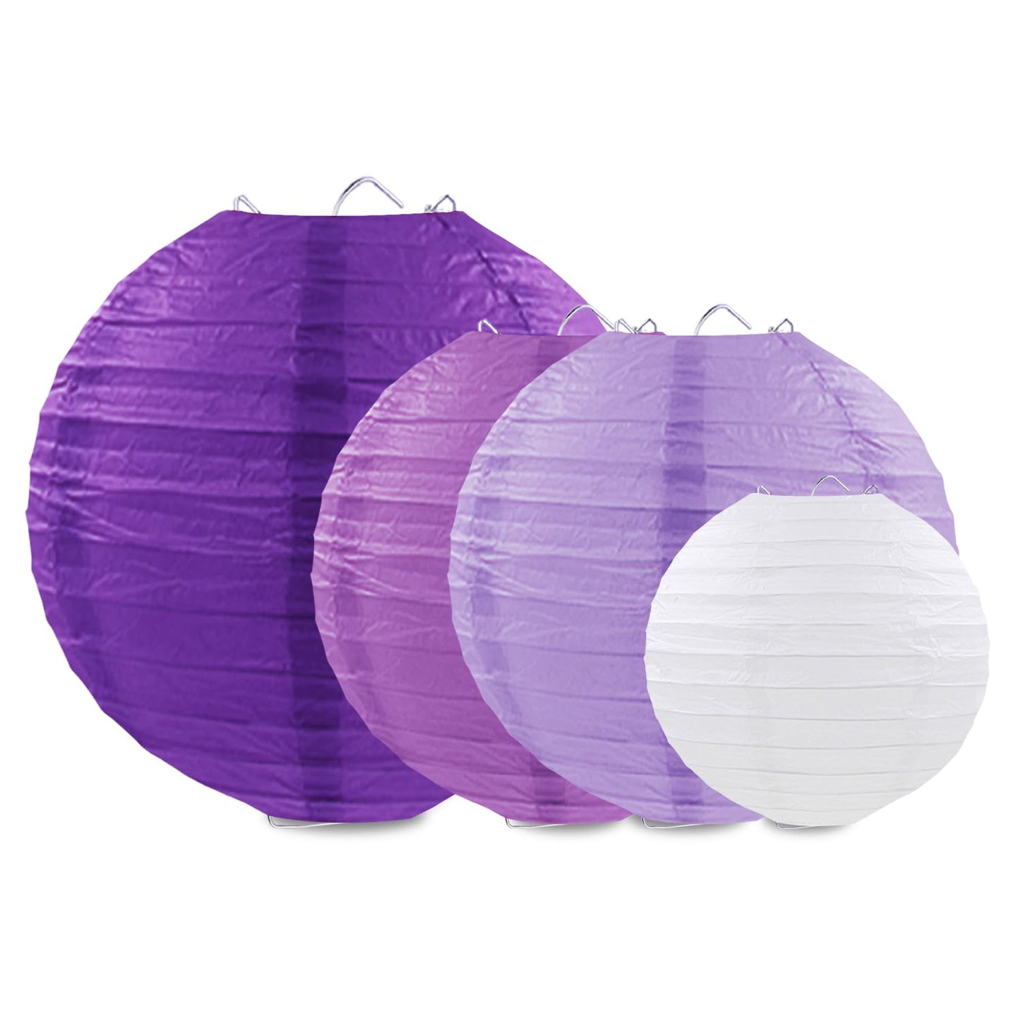 FUGUIR Purple Paper Lanterns Party Decorations, Hanging Round Paper Lanterns for Bachelorette Engagement Wedding Baby Bridal Purple Birthday Decorations (12 PCS)