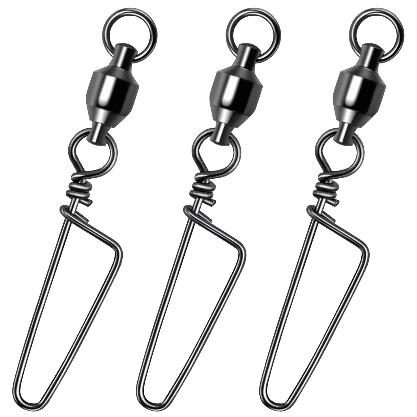 Alwonder 30-Pack Fishing Snap Swivels, High Strength Ball Bearing Swivel with Stainless Steel Coastlock Snaps, Black Nickel Coating Corrosion Resistance Freshwater Saltwater Fishing Snaps Swivels #3