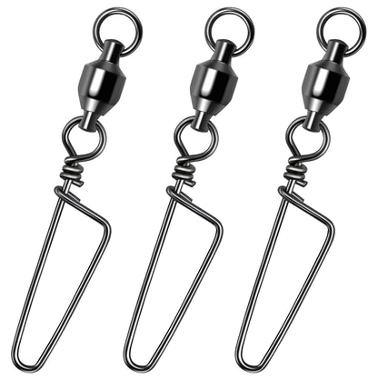 Alwonder 30-Pack Fishing Snap Swivels, High Strength Ball Bearing Swivel with Stainless Steel Coastlock Snaps, Black Nickel Coating Corrosion Resistance Freshwater Saltwater Fishing Snaps Swivels #3