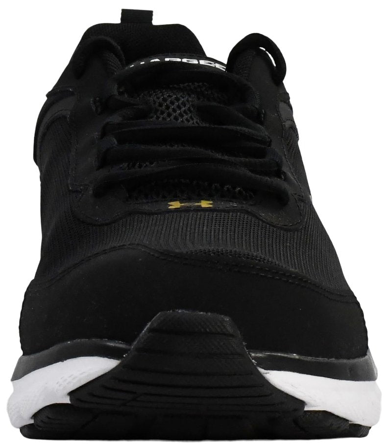 Under Armour Men's Charged Assert 9 Running Shoe, Black/White/Gold,9.5