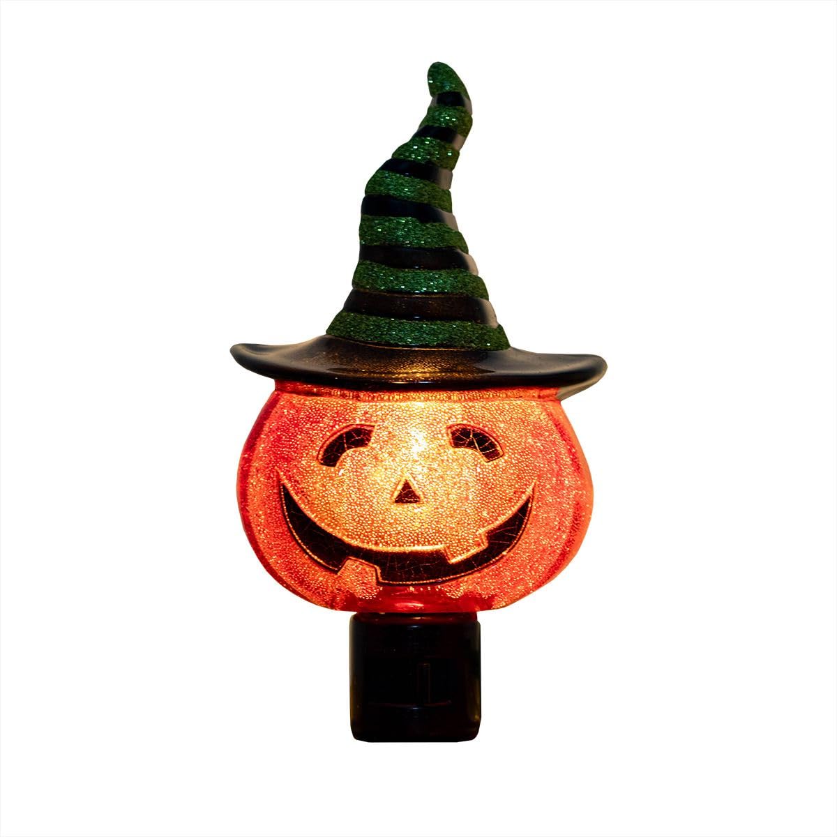 Novelty Lights LED Lamp Pumpkin in Witch Hat Halloween Decoration Night Light with Swivel Plug