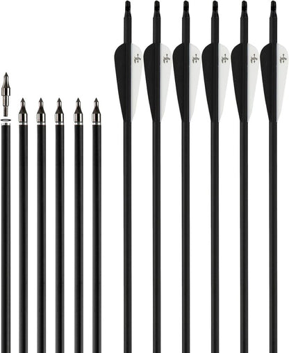 Carbon Arrow Practice Hunting Arrows - Spine 500 for Compound & Recurve Bow | 28-30 Inch (Pack of 12)