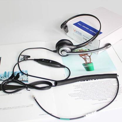 Wantek Corded Telephone Headset Mono w/Noise Canceling Mic Compatible with ShoreTel Plantronics Polycom Zultys Toshiba NEC Aspire Dterm Nortel Norstar Meridian Packet8 Landline Deskphones(F600S2)