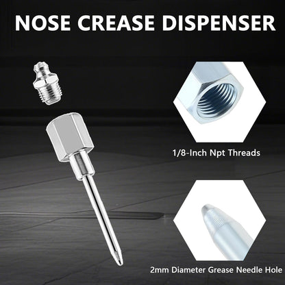 Grease Gun Tips Kit – Grease Gun Needle Nozzles, 12" Flex Hose, Grease Dispenser, Hydraulic Couplers, Rubber Adapter – 12PCS Lubrication Accessories for Automotive, Tractor, Machine Lubrication