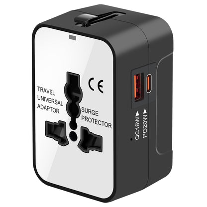 Universal Travel Adapter Worldwide, GaN Fast Charging with PD 3.0 USB-C & USB-A Quick Charge Ports, All-in-One International Power Plug Adapter Converter AC Wall Charger for Europe USA UK AUS Black