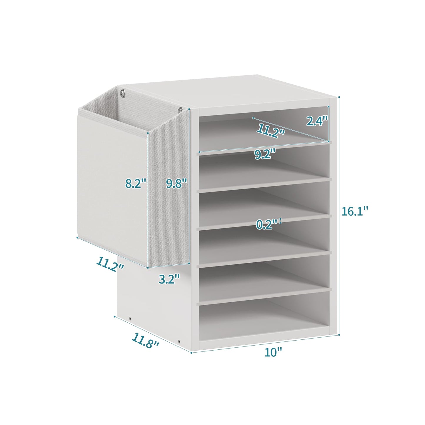 Unionly, 6 Tier Adjustable Countertop Mail Sorter, Mailboxes With Name Slots, Literature Organization Paper Storage Slot, Office Desk File Organizer, Wooden Desktop Mailbox for Classroom, White