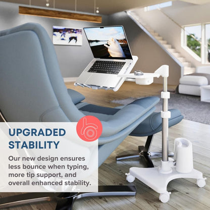 LEVO G2 Deluxe Adjustable Laptop Stand – Rolling Computer Desk & Ergonomic Table for Bed, Sofa, or Office – Portable Mobile Workstation with Tilt – Fits Devices up to 16″ - Charcoal & Black