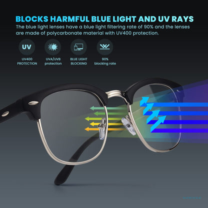 racico Computer Blue Light Blocking Glasses Blue Light Glasses Men Women, Anti Blu-Ray Clear Gaming Glasses Lenses
