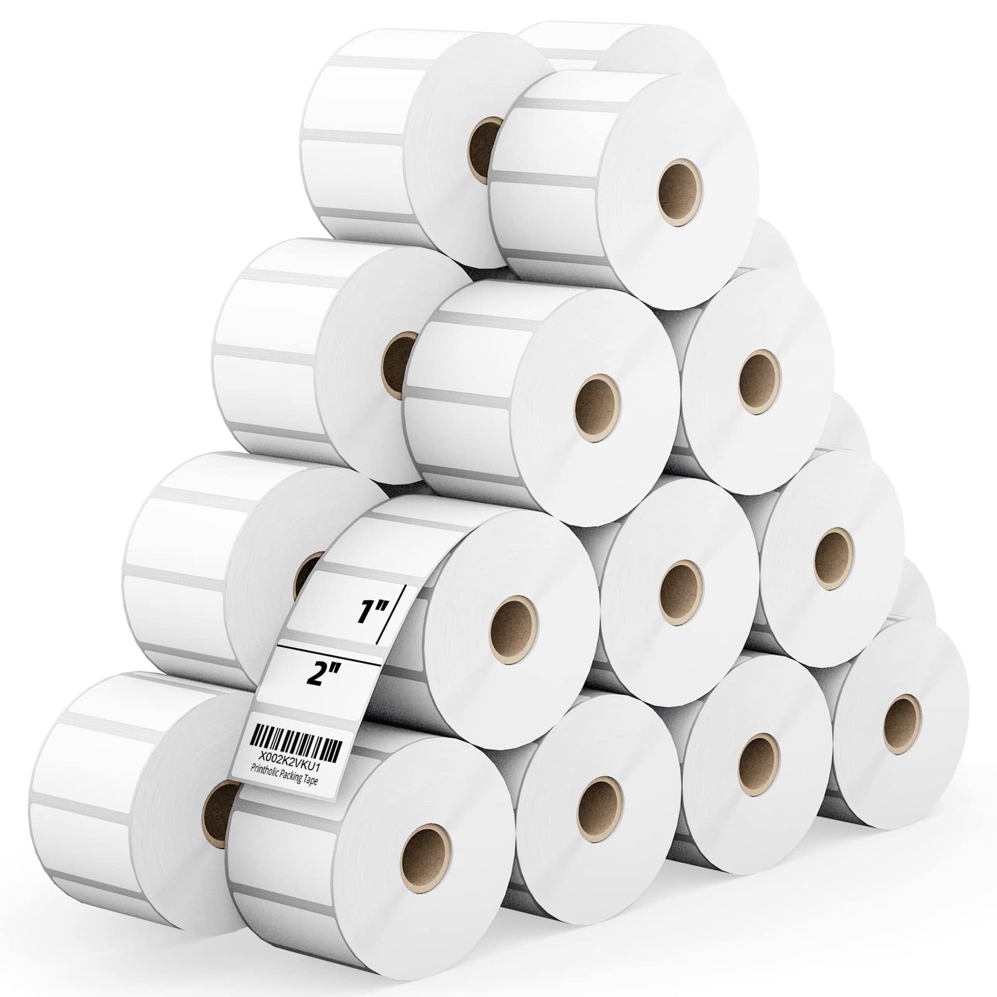 Printholic 24 Rolls 2" x 1" Direct Thermal Labels for Barcodes Postage Address Shipping Labels Compatible with Rollo & Zebra Desktop Printers Adhesive - 1300 Labels/Roll