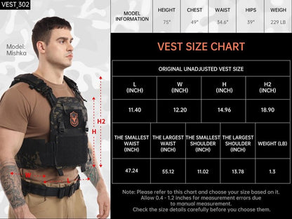 Tactical Molle Vest - Lightweight Modular Design with Quick Release | Adjustable Fit for All Sizes