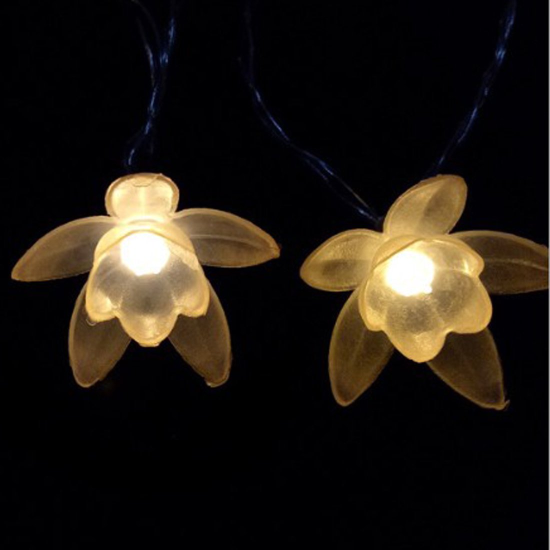 Amants01 40 LED Lily Shape Flower String Lights,16.4Ft Fairy Led String Lights Battery Powered for Party,Wedding,Xmas,Decoration,Gardens,Patios.(Warm White)